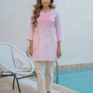 Embroidered Sequinned Straight Kurti